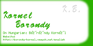 kornel borondy business card